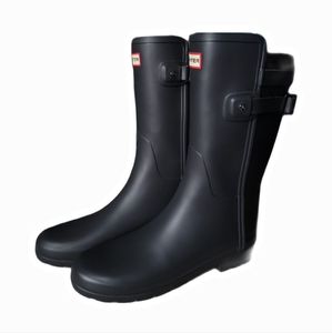 Hunter Refined Back Strap Black Short Wellington Boots Size 9 VGUC